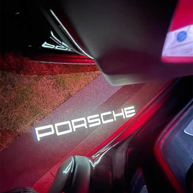 Kit 4 Projecteurs De Porte Pour Porsche - Logo Projeté Au Sol, Compatible Cayenne/Macan/911/Boxster/Cayman, Installation Plug & Play