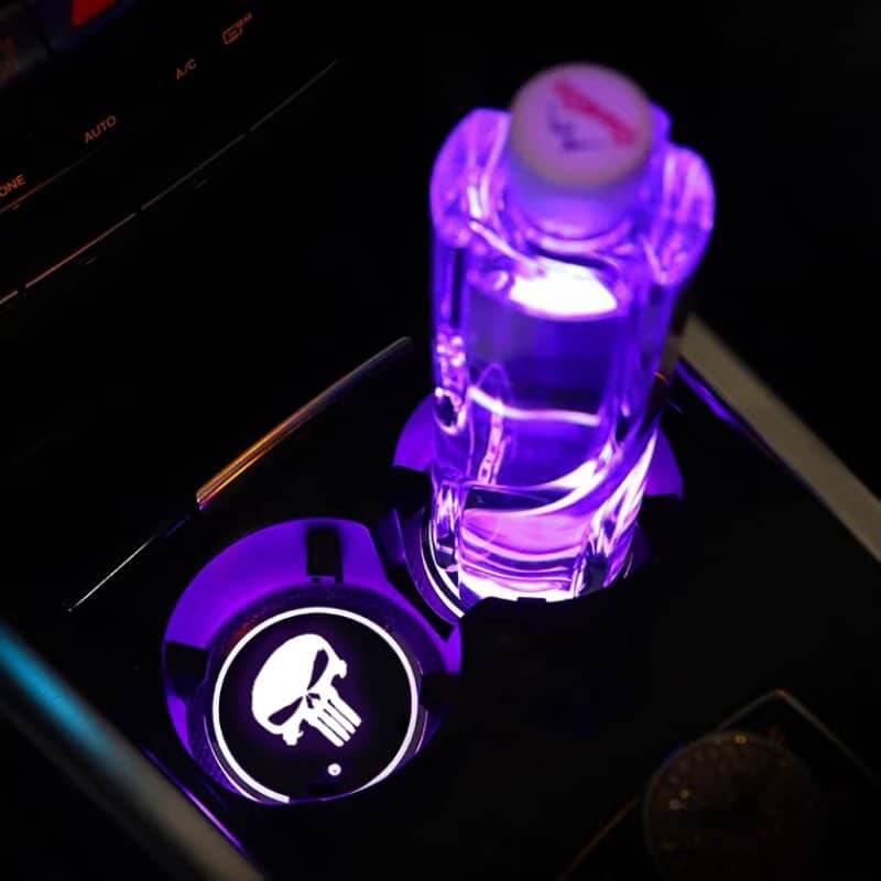 LED Porte Gobelet Skull Logo avec 7 Changements de Couleurs 1 LED Porte Gobelet Skull Logo